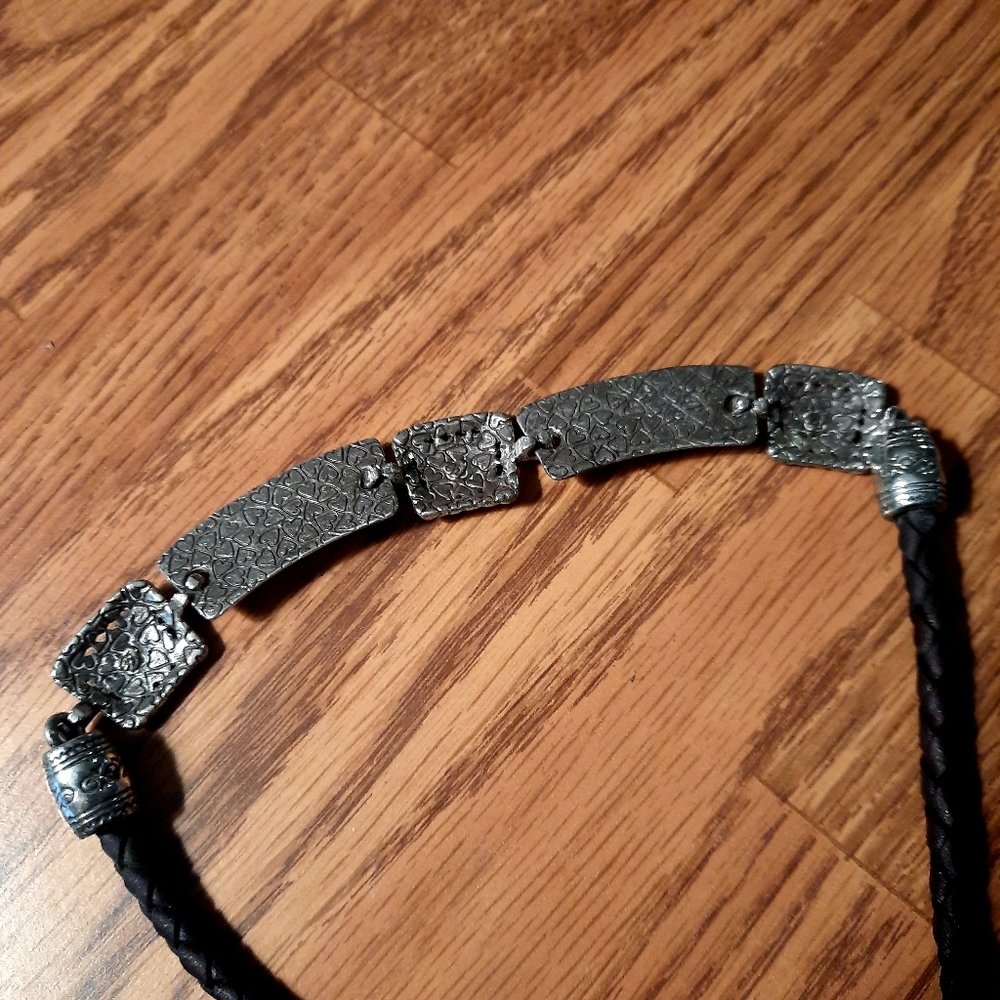 Vintage BRIGHTON Vintage Silver Plated Embossed Link Necklace - Picture 4 of 6